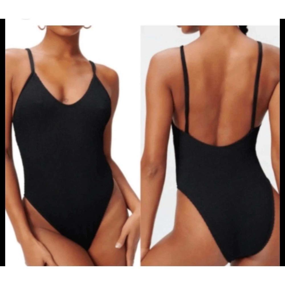 Good American Always Sunny One Piece Swimsuit Size 4 XL Black NWT Liner GSW0543